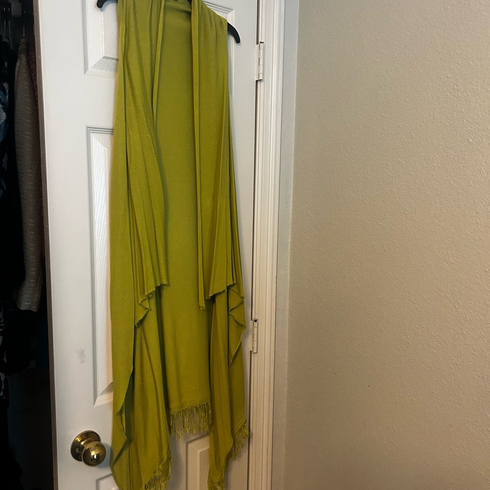 Boho Lime Green/Chartreuse Draped Open Vest Duster